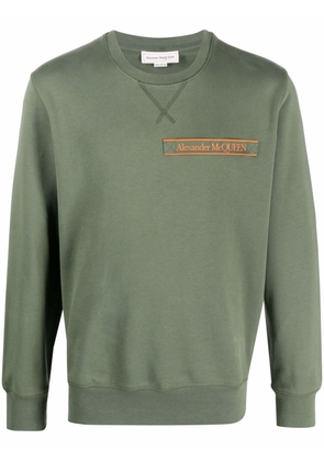 Alexander McQueen logo patch crew-neck sweatshirt - Green