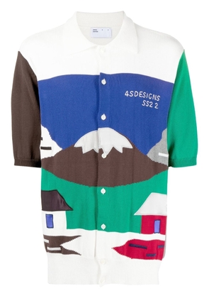 4SDESIGNS landscape intarsia-knit shirt - Multicolour