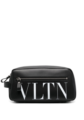 Valentino Garavani logo-print leather wash bag - Black