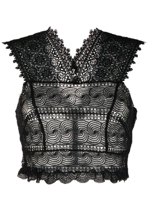 Ulla Johnson Alianna embroidered cropped cotton top - Black