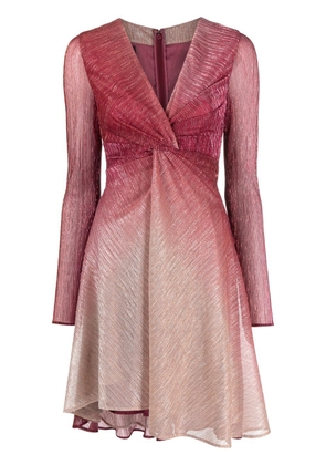 Talbot Runhof metallic-effect V-neck mini dress - Pink