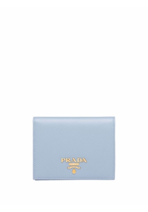 Prada logo-lettering compact wallet - Blue