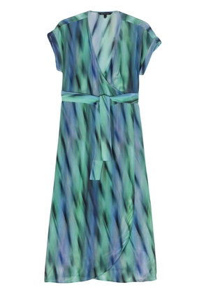 Armani Exchange graphic-print belted maxi dress - Blue