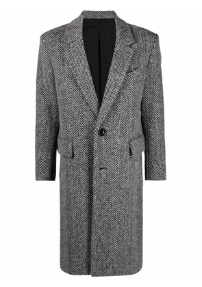 AMI Paris chevron-pattern single-breasted coat - Grey