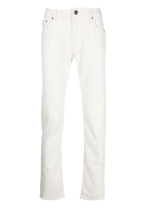 Hand Picked embroidered-logo straight-leg jeans - White