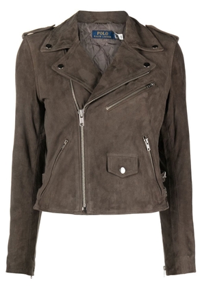 Polo Ralph Lauren asymmetric zip-fastening biker jacket - Grey