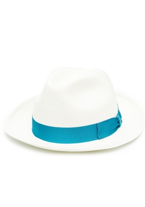 Borsalino ribbon-detail straw hat - White