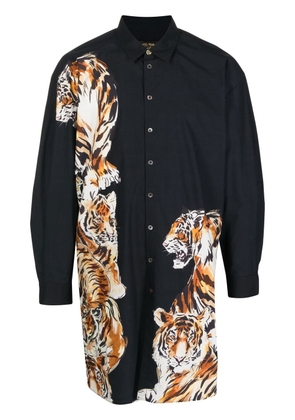 Camilla tiger-print long-line shirt - Black