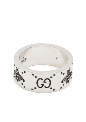 Gucci Interlocking G and bee engraved ring - Silver