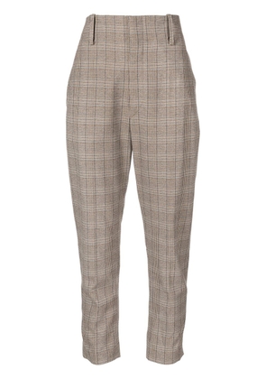 ISABEL MARANT check-print tapered trousers - Brown