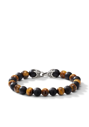 David Yurman sterling silver Spiritual Beads Alternating tiger eye and black onyx bracelet
