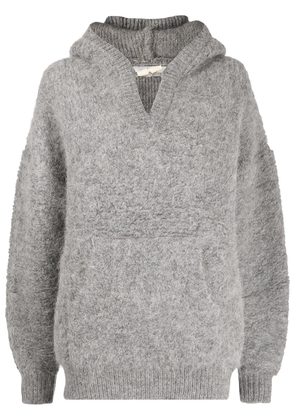 b+ab textured-knit hooded pullover jumper - Grey