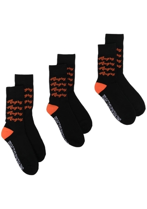 Natasha Zinko Angry-print socks (set of three) - Black