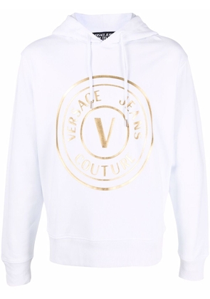 Versace Jeans Couture round logo cotton hoodie - White
