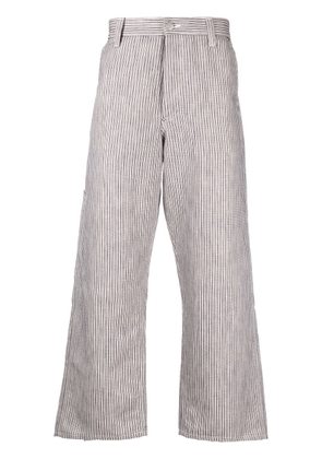 Junya Watanabe MAN stripe-pattern cropped trousers - Neutrals