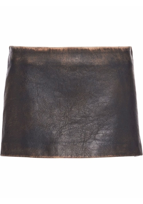 Prada faded-effect leather miniskirt - Black