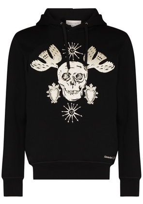 Alexander McQueen skull-embroidered cotton hoodie - Black