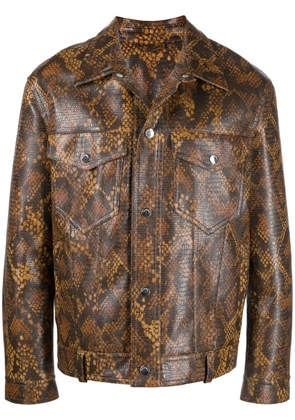 Nanushka snakeskin-effect boxy shirt jacket - Brown