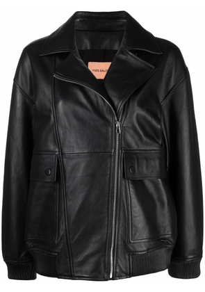 Yves Salomon zip-up leather jacket - Black