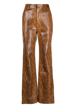 Nanushka snakeskin-print straight-leg trousers - Brown