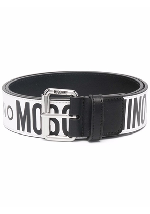 Moschino embossed-logo belt - White