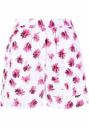 MSGM floral-print cotton shorts - White