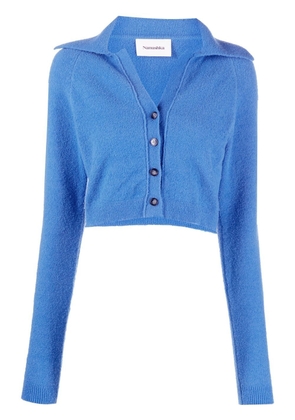 Nanushka spread-collar cropped cardigan - Blue