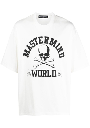 Mastermind World logo-print short-sleeved T-shirt - White
