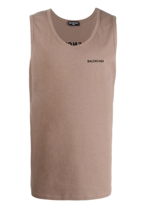 Balenciaga logo-embroidered loose tank top - Neutrals