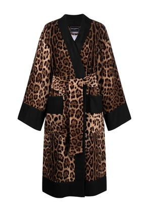 Dolce & Gabbana leopard print bathrobe - Brown