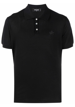 Dsquared2 logo-print pointelle-knit polo shirt - Black