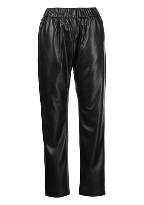 ANINE BING leather-effect elasticated pants - Black