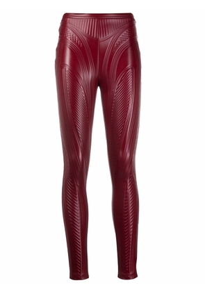 Mugler sheen-finish embossed leggings - Red