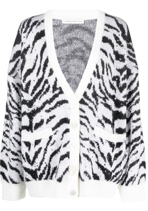 Alessandra Rich zebra-print knit cardigan - White