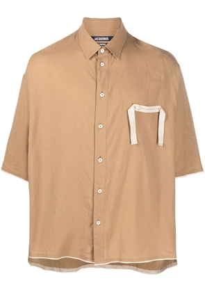 Jacquemus embroidered-logo short-sleeve shirt - Brown