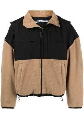 Alexander Wang panelled zip fleece jacket - Brown