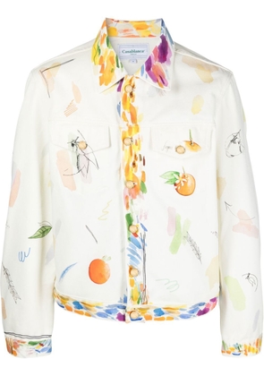 Casablanca fruit-print cotton jacket - White