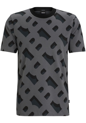 BOSS monogram-pattern cotton-blend T-shirt - Black