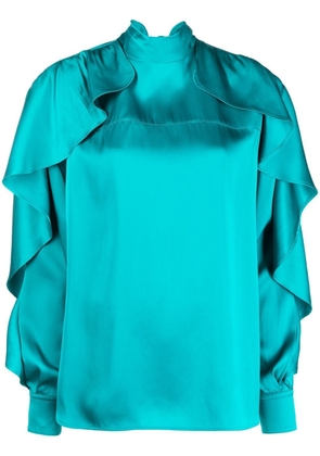 colville ruffled-sleeve satin blouse - Blue