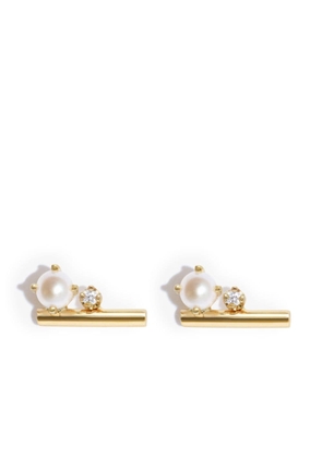 Zoë Chicco 14kt yellow gold pearl and diamond stud earrings