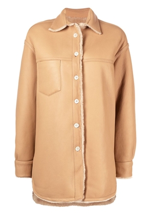 Marni reversible long-sleeve shirt jacket - Brown
