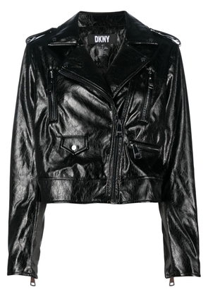 DKNY high-shine finish biker jacket - Black