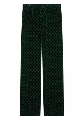 Gucci GG-logo velvet trousers - Green