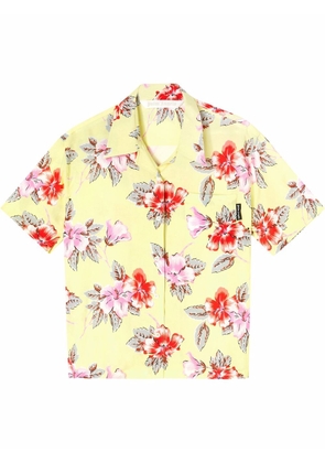 Palm Angels hibiscus-print short sleeve shirt - Yellow