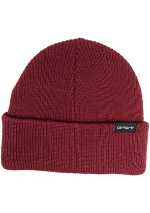 Carhartt WIP logo-tag ribbed-knit beanie - Red