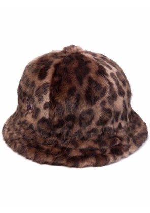 Needles faux-fur leopard-print bucket hat - Brown