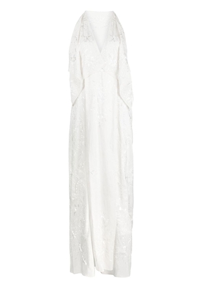 Zeus+Dione Pomaki floral-embroidered silk dress - White