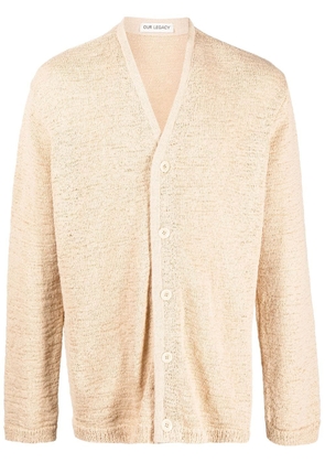 OUR LEGACY textured-knit V-neck cardigan - Neutrals