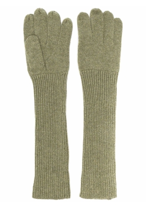ASPESI ribbed-knit cashmere gloves - Green