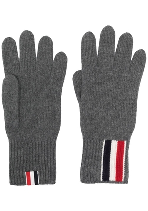 Thom Browne stripe detail knitted gloves - Grey